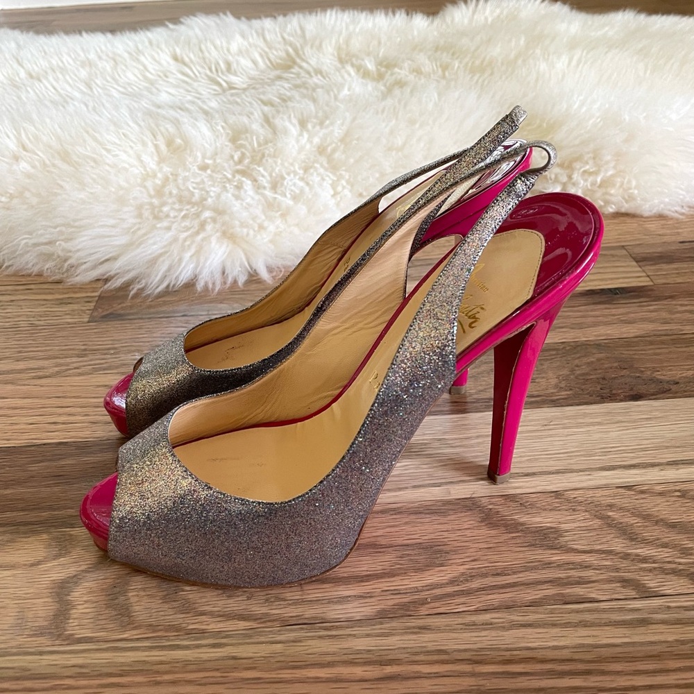 Christian Louboutin, pink shimmer shoes, size 40(10)
